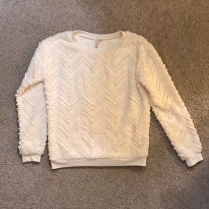 White fuzzy sweater